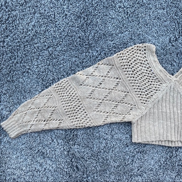 Tan Knit Cropped Sweater - Picture 3 of 7